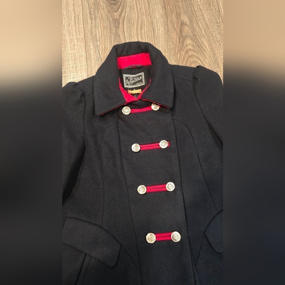 Rothschild Girls Military Coat Size 10-12 Dark Navy Blue Military Coat - Picture 2 of 4